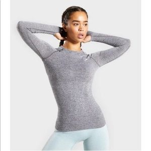 GYMSHARK Gray Vital Seamless Long Sleeve Sz. Small